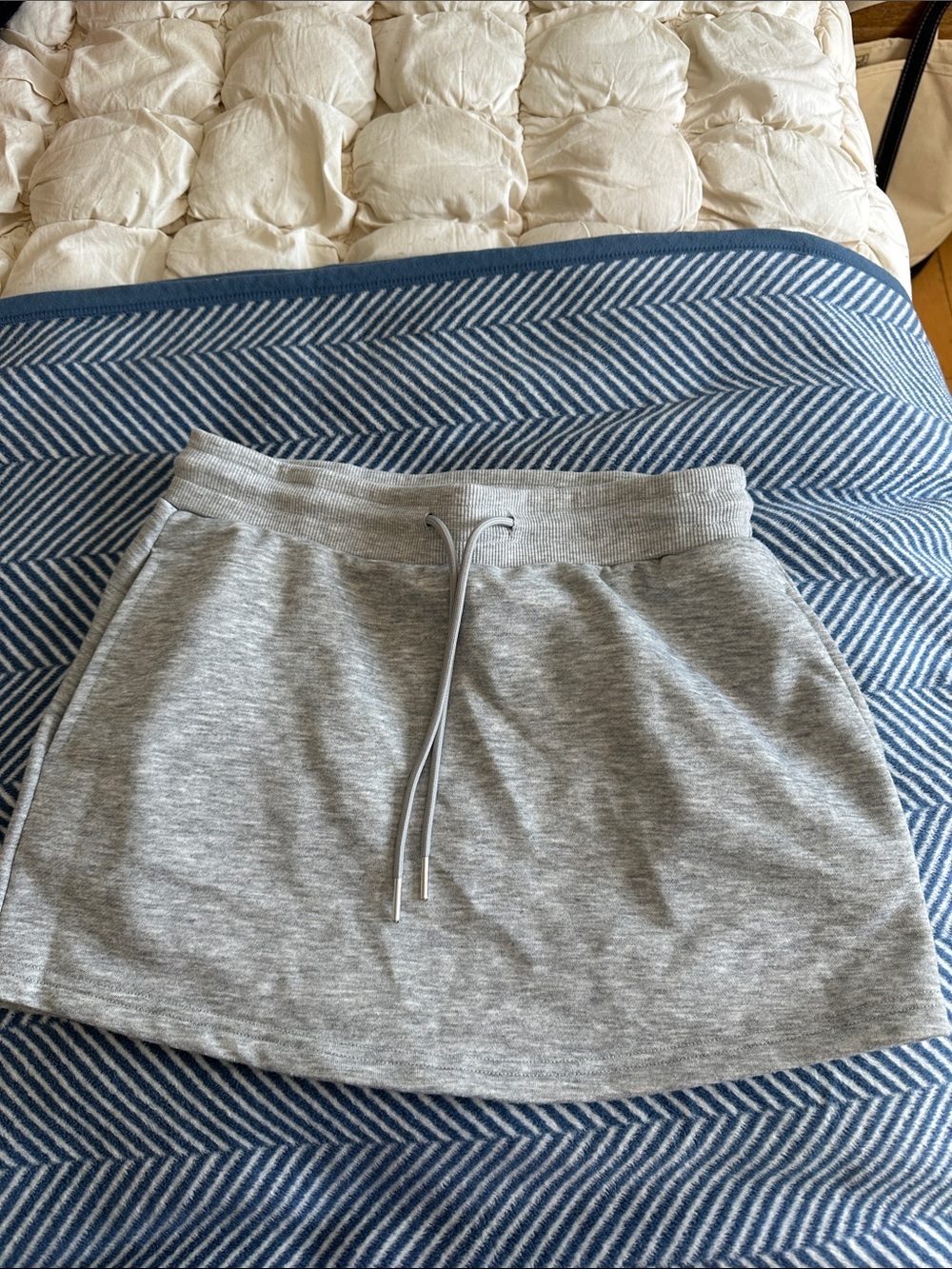 SHEIN Light Gray Drawstring Jersey Mini Skirt